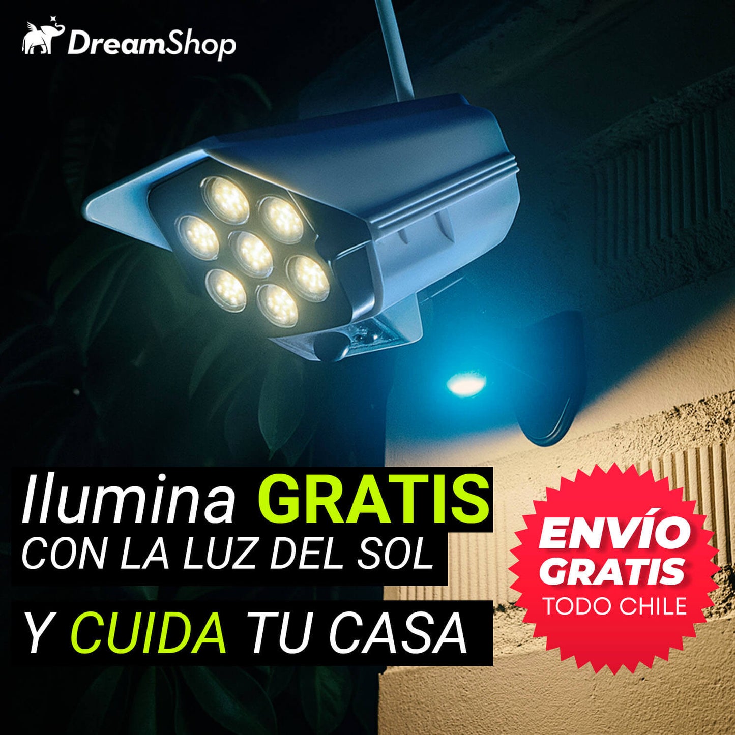 Foco Solar- Tipo Camara Seguridad