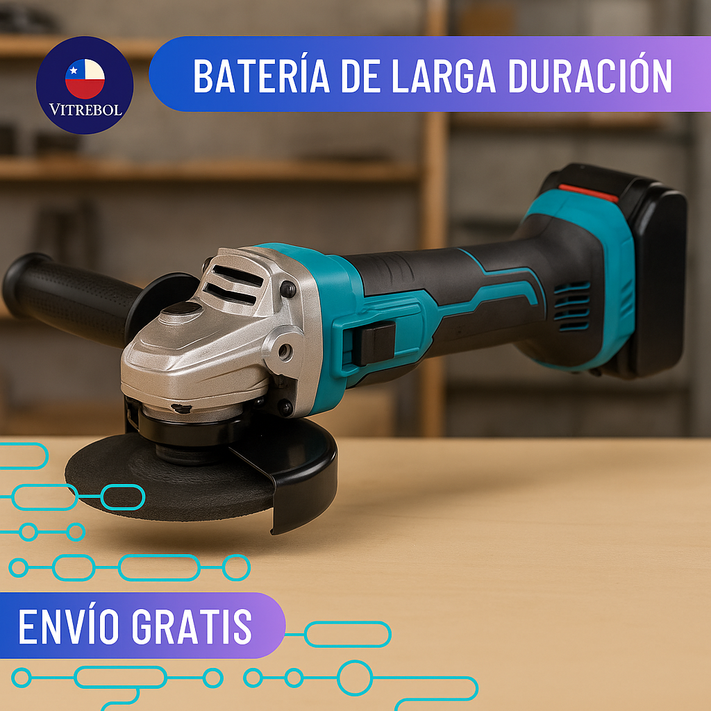 Amoladora Angular con Batería de Litio Eléctrica Recargable Sin Escobillas