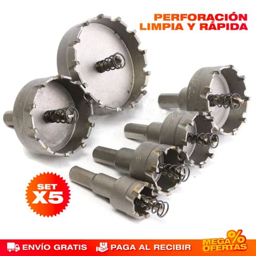 SET X 5 BROCAS SIERRA PERFORADORA TCT